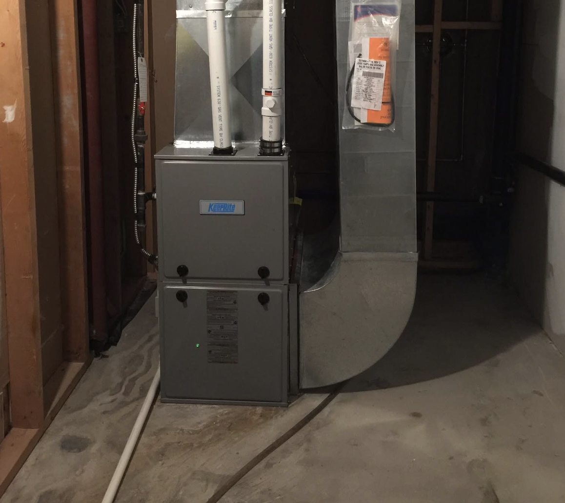 New furnace installation with ductwork